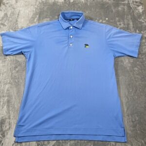 FootJoy FJ Men's Golf Polo Shirt Size L Blue Embroidered Tree Logo Short Sleeve
